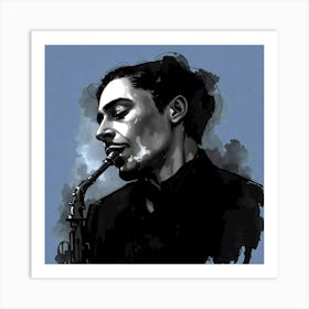 Saxophone Player Painting Portrait Art Print