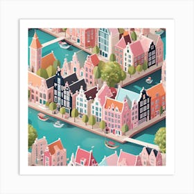 Amsterdam City Low Poly (27) Art Print