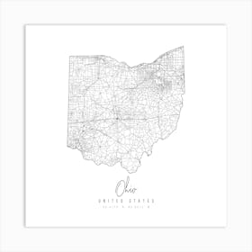 Ohio Minimal Street Map Square Art Print