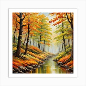 Forest In Autumn In Minimalist Style Square Composition 117 Art Print