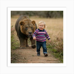 Lion And Baby Art Print