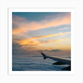 Airplane Wing Over Clouds Art Print