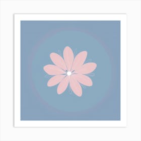 A White And Pink Flower In Minimalist Style Square Composition 464 Art Print