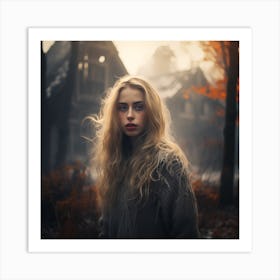 Portrait Of A Blonde Girl In A City Art Print