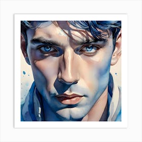 Portrait Of Sebastian With Beautiful Blue Eyes Art Print