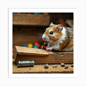 Hamster In A Workshop Art Print