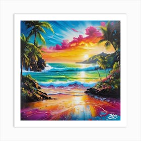 Sunset At The Beach 60 Art Print