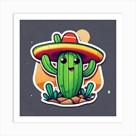 Cactus With Sombrero 2 Art Print