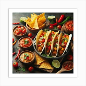 Mexican Tacos On A Table Art Print