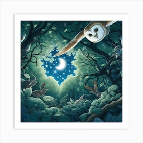 Owls In The Forest Art Print