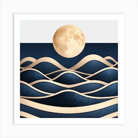 Moon And Waves 34 Art Print