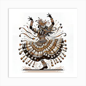 Woman Dancing Tapra Dance Motif Art Print