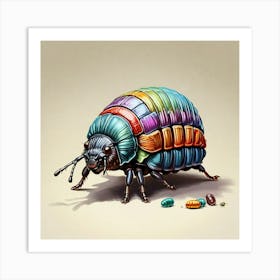 Colorful Insect Illustration Pill Bug Art Print 1 Art Print