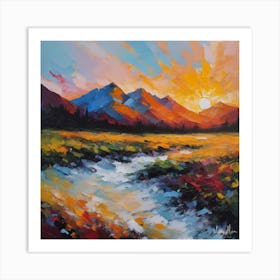 Sunset In The Mountains Art Print