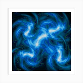 Glowing Light Blue Flowers 1 Art Print