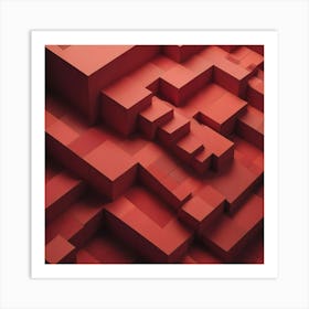 Abstract Red Cubes Art Print