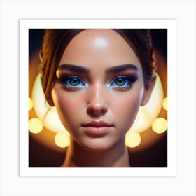 Portrait Of A Girl With Blue Eyes Art Print