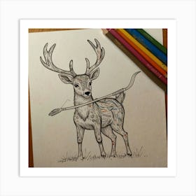 Deer With Bow And Arrow 3 Art Print