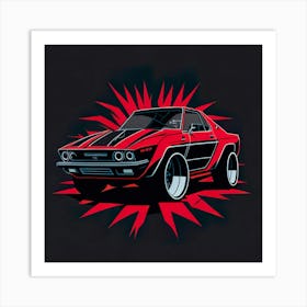 Car Red Artwork Of Graphic Design Flat (50) 1 Art Print