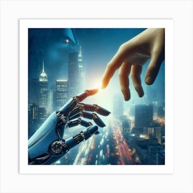 Robot Hand Reaching For Hand Art Print