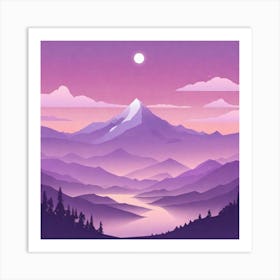 Misty mountains background in purple tone 108 Art Print