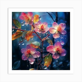 Raindrops On Flowers Art Print