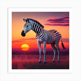Zebra At Sunset 1 Art Print