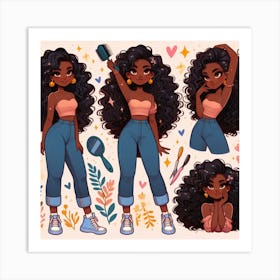 Black Girl With Curly Hair Art Print