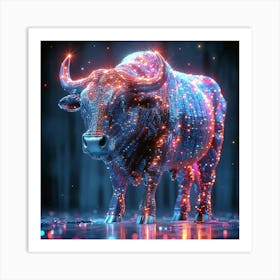 Bull With Lights 1 Art Print