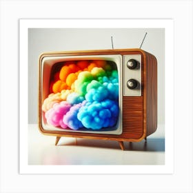 Old Tv With Clouds Art Print