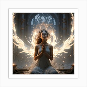 Angel With Wings of Fire Art Print