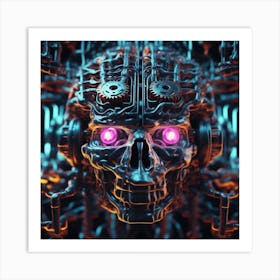 Robot Skull Art Print