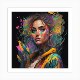 Girl With Colorful Hair 5 Art Print