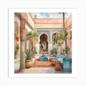 Courtyard In Morocco Art Print