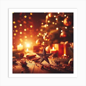 Christmas Tree With Candles Art Print