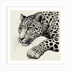 Line Art leopard 2 Art Print