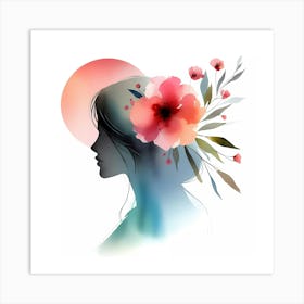 Portrait Of A Woman With Flowers 7 Art Print