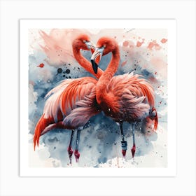 Two Flamingos In Love 1 Art Print