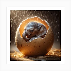 Baby Elephant In Egg Art Print