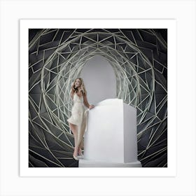 Firefly Graceful Woman With Noble Elegance And Geometric Dreamscape 36801 (2) Art Print