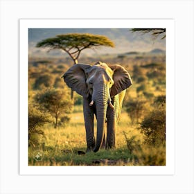 Elephant In The Savannah Art Print