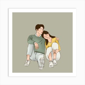 Couple Hugging Art Print