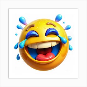 3d Emoji Of A Laughing Face With Tears And Splashes Art Print