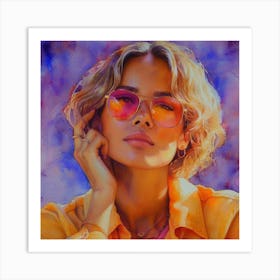 Portrait Of A Woman Wearing Sunglasses Art Print