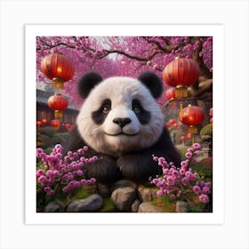 Panda Bear In Chinese Garden Art Print