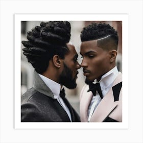 Two Black Men Kissing Art Print