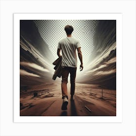 Man Walking In The Desert 1 Art Print