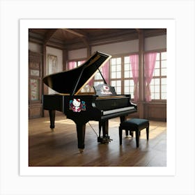 Steinway grand piano in Japanese animated versions of Hellokitty Images cute, cinematic experience, 8k, fantasy art, RPG style 3 Art Print