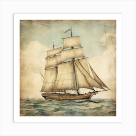 Vintage Sailboat Art Print