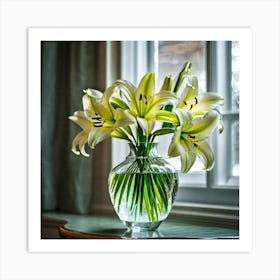 White Lilies In A Vase 2 Art Print